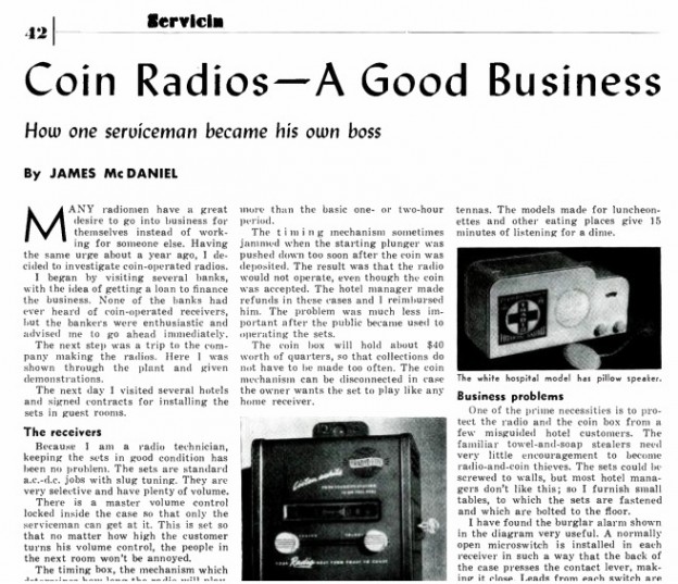 1948 Coin Operated Radios | OneTubeRadio.com