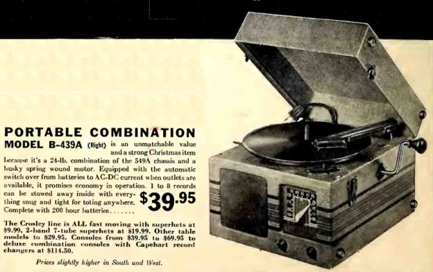 Crosley B-439A Portable Radio-Phono, 1939 | OneTubeRadio.com